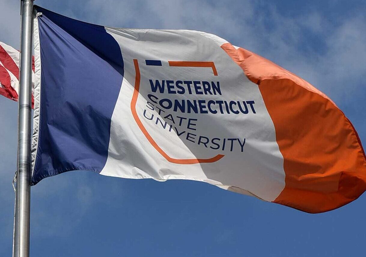 American and Western Connecticut State University Flags