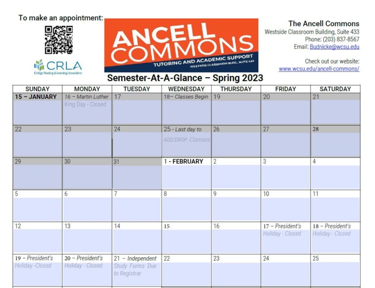 SemesterataGlance Fillable Calendar Ancell School of Business