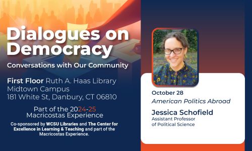 Dialogues on Democracy Jessica Schofield flyer