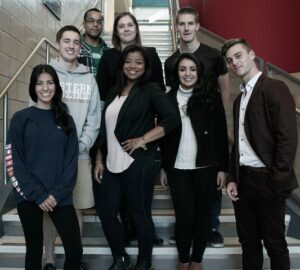 Rubina Cerone, Ethan Strang, Alan Nunez, Meghan O'Sullivan, Naria Velazquez, Kassandra Ruiz, Matt DiStasio, and Eljay Feuerman at the westside campus.